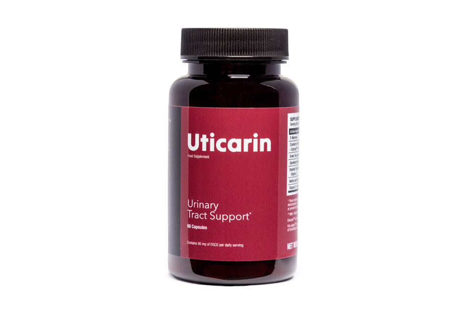 Frasco de Uticarin — suplemento natural para o trato urinário
